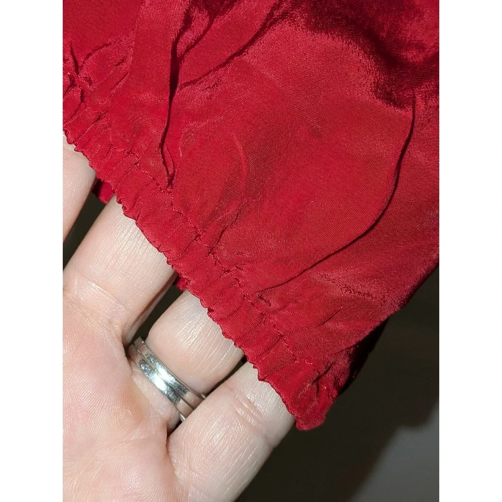 J.Crew CN519 Red Lace Trim Pintuck Ruffle Blouse‎ Top Size 0 NWT  $98